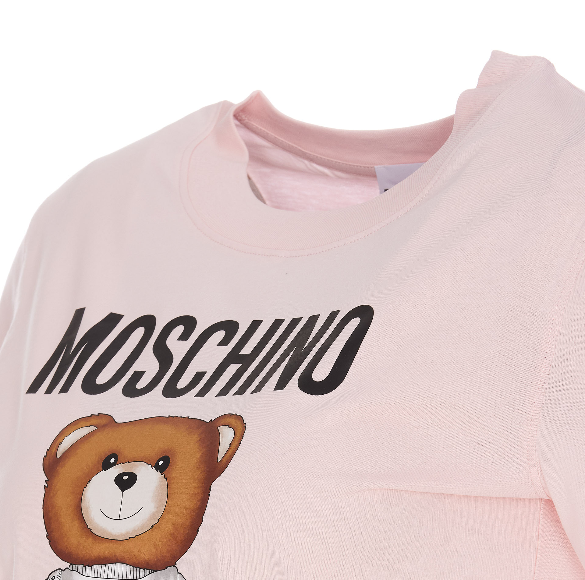 Moschino Teddy Bear Logo Printed Crewneck T In Pink