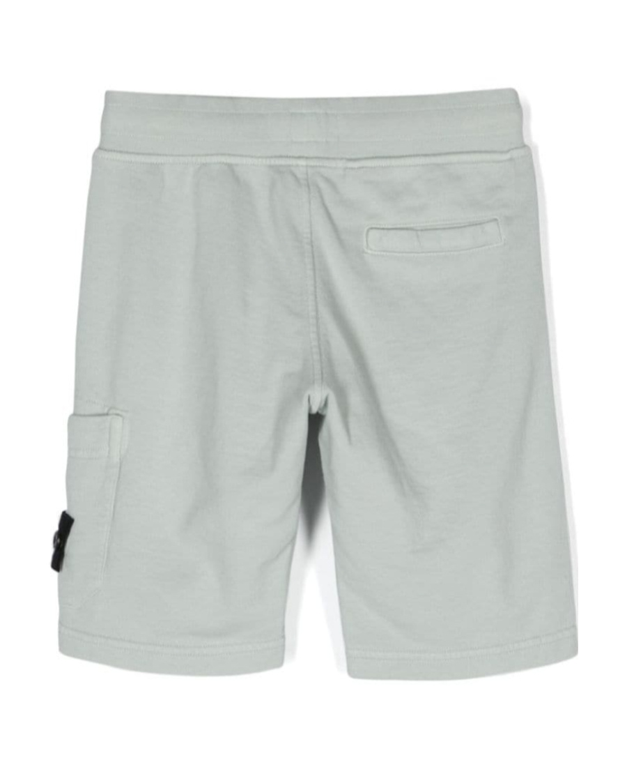 Stone Island Pearl Grey Sports Shorts With Logo In Gray