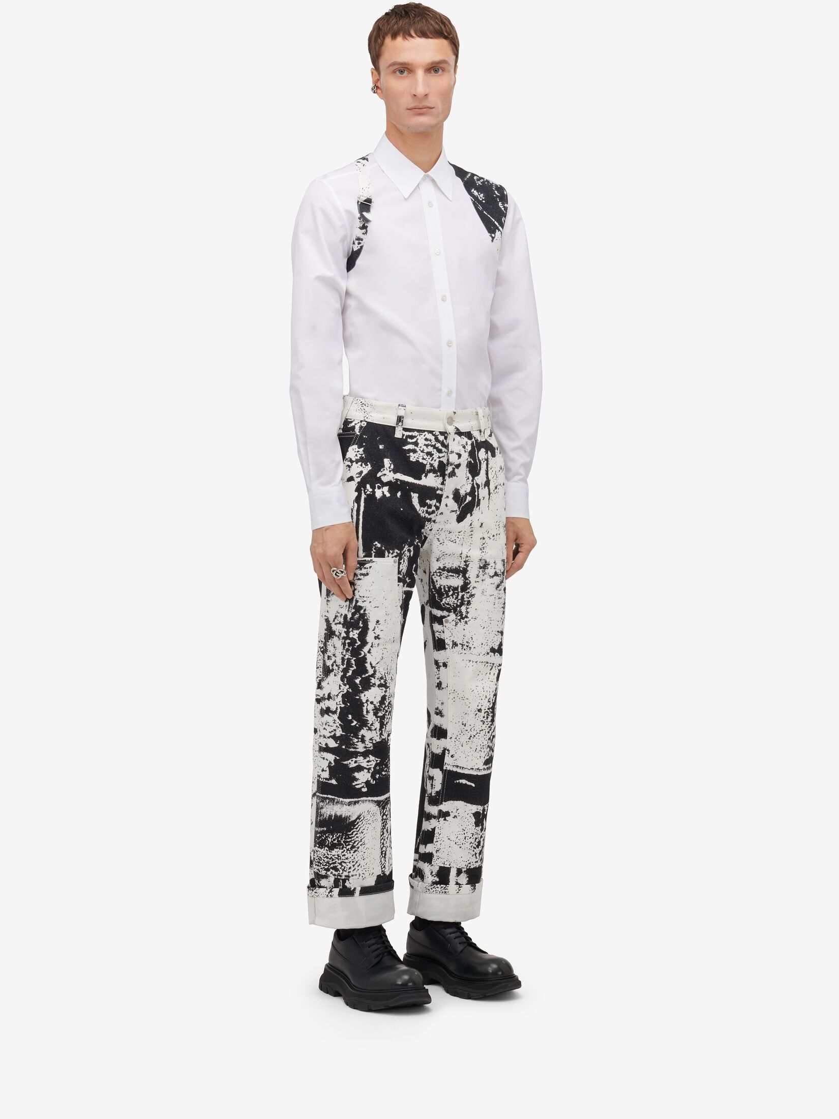 Alexander Mcqueen Abstract Print Straight-leg Jeans In White