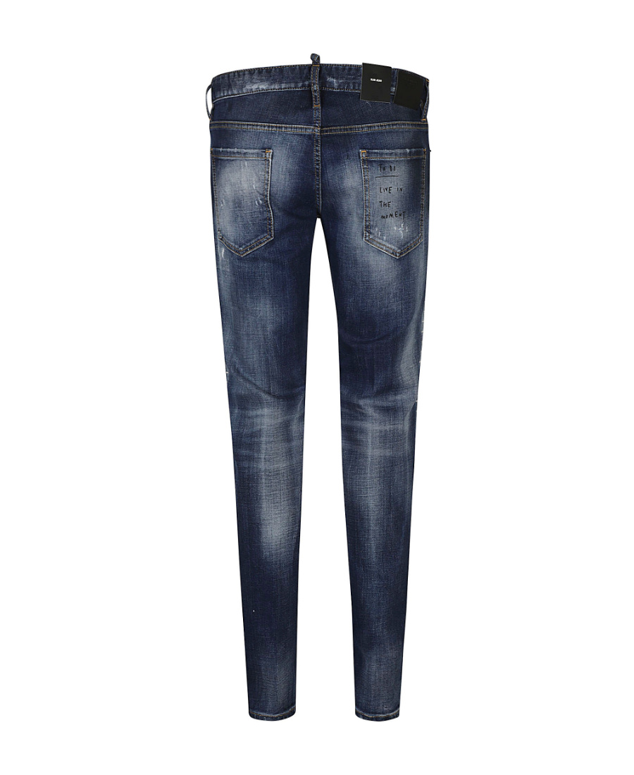 Dsquared2 Ripped Washed Regular Denim Trousers In Blue