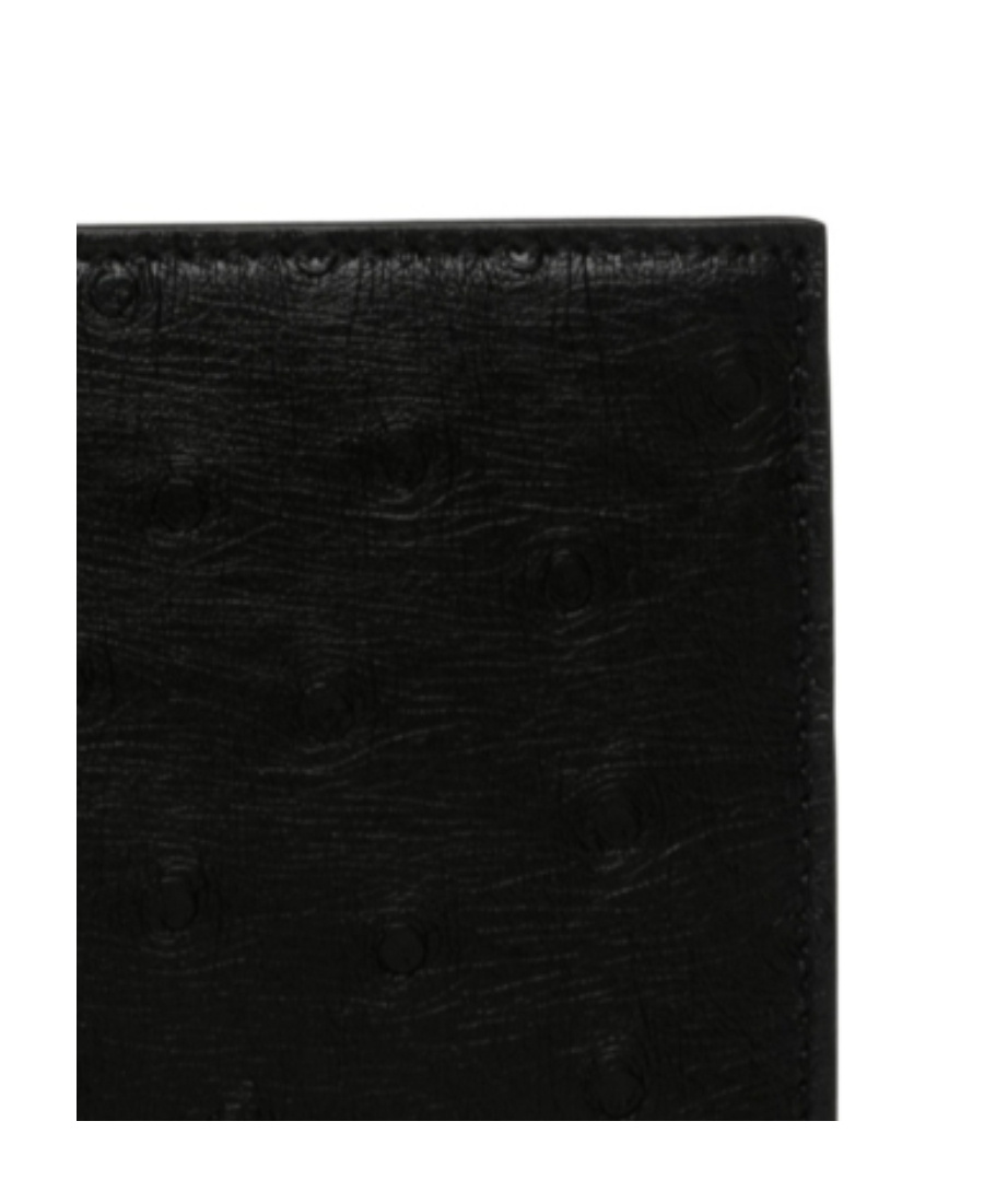 Valentino Ostrich-effect Leather Wallet In Black