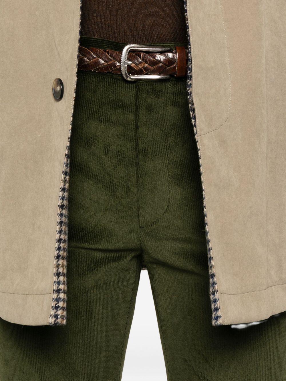 Etro Corduroy Straight Trousers In Green