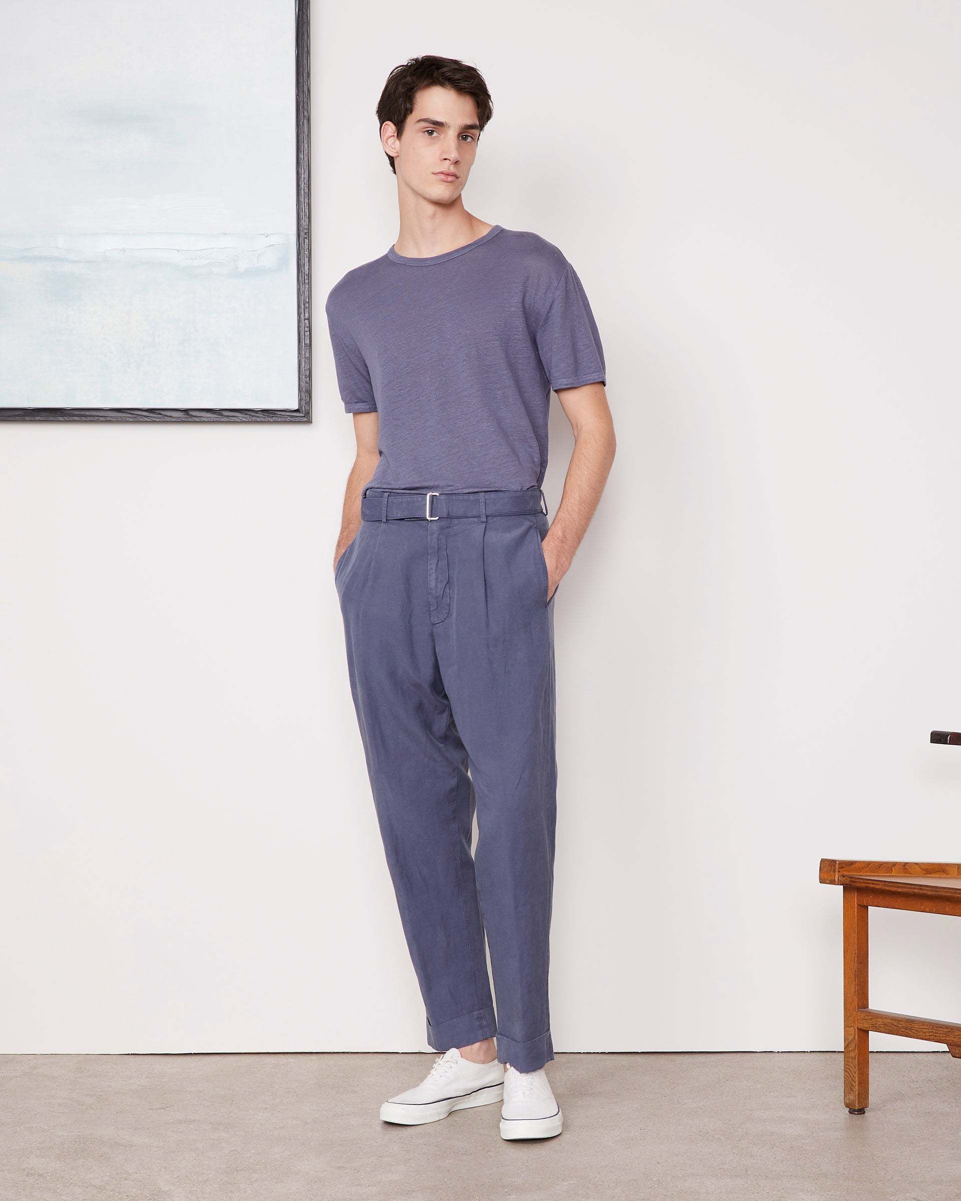 Shop Officine Generale Mélange Shortsleeved T-shirt In Blue