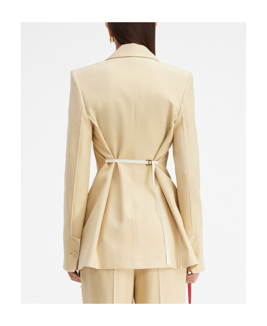 Jacquemus La Veste Caraco Inside-out Blazer In Nude