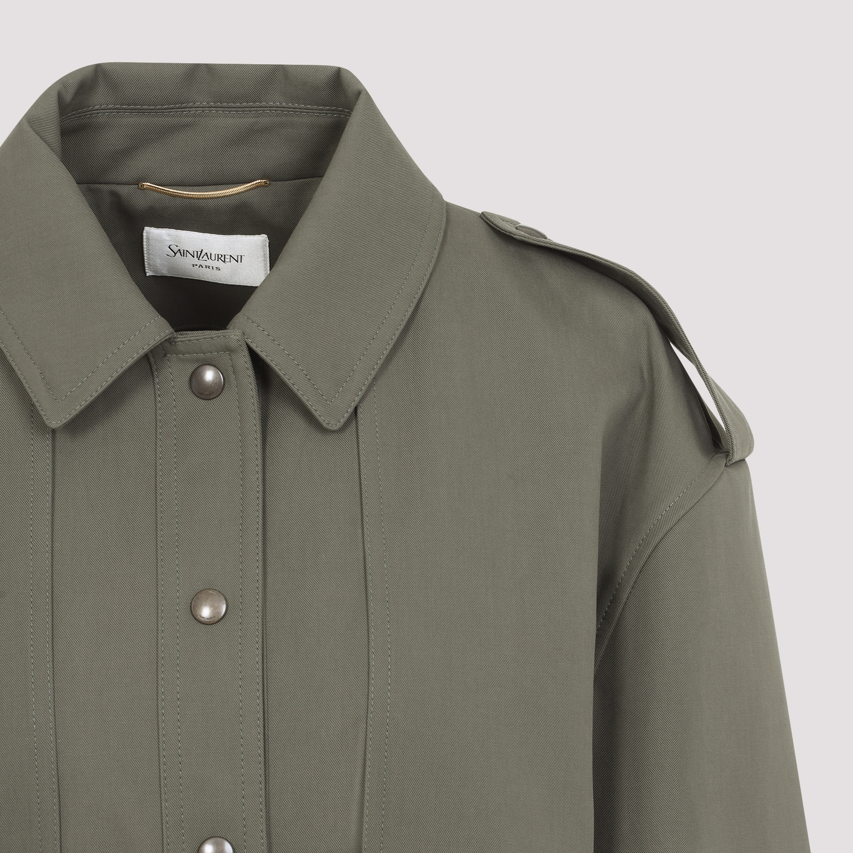 Saint Laurent Utility Cotton Jacket With Flap Pockets In Green