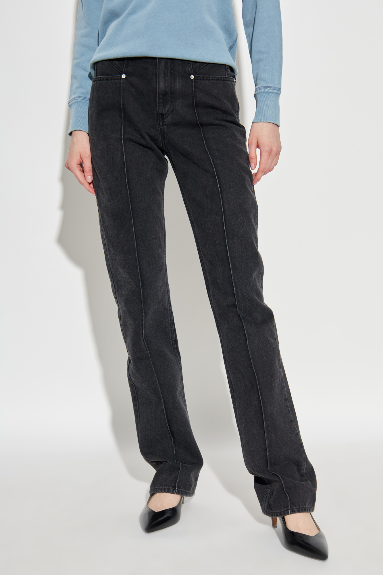 Isabel Marant Belt Loop Denim Trousers In Black