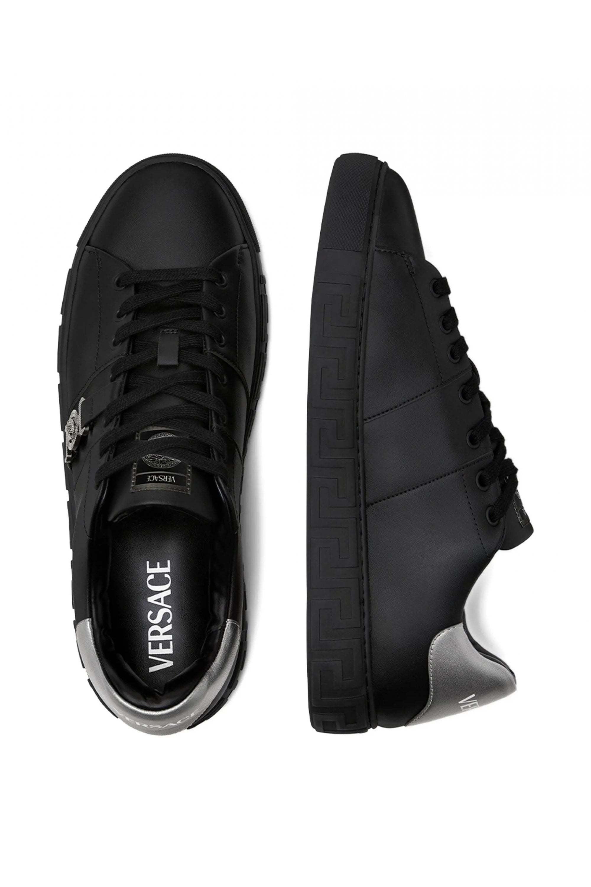 Versace Greca La Medusa-embellished Sneakers In Black
