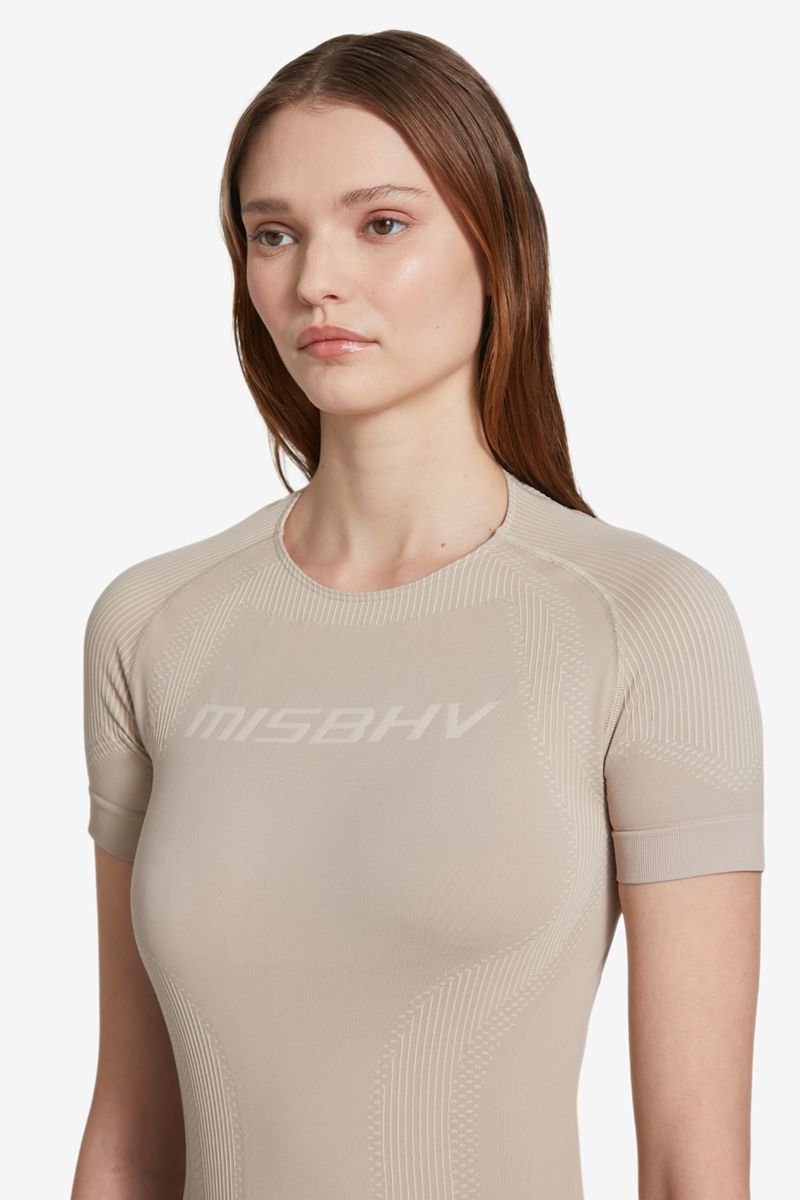 Misbhv Logo-lettering Cropped Top In Nude