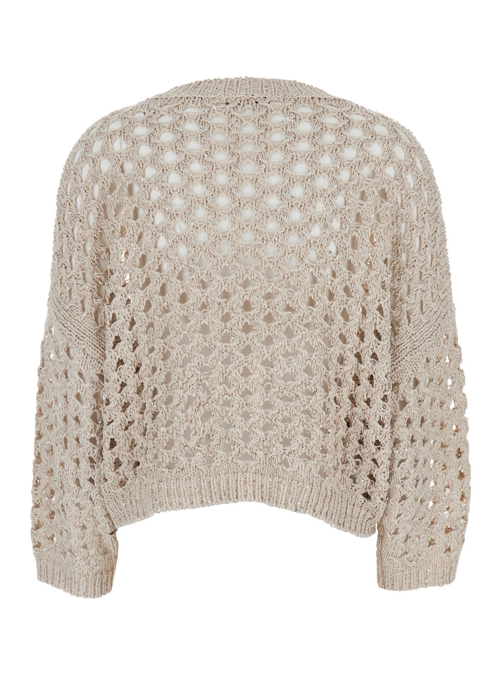 Antonelli Campanellino Beige Crewneck Knit Sweater In Cotton Blend Woman In Beige