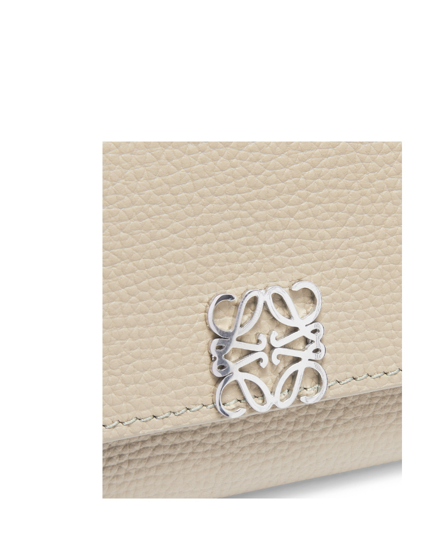 Loewe Anagram Small Vertical Wallet In Hammered Calfskin In Nude