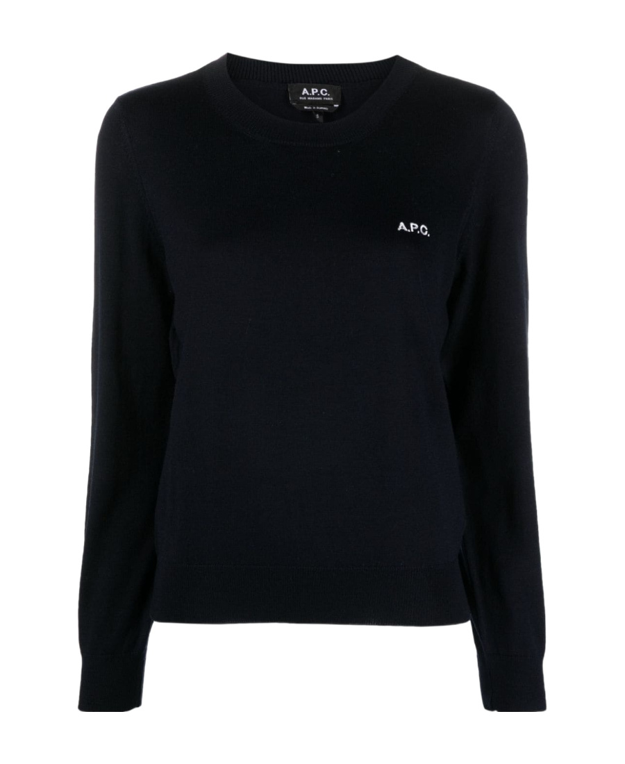 Apc Logo-embroidered Knitted Jumper In Black