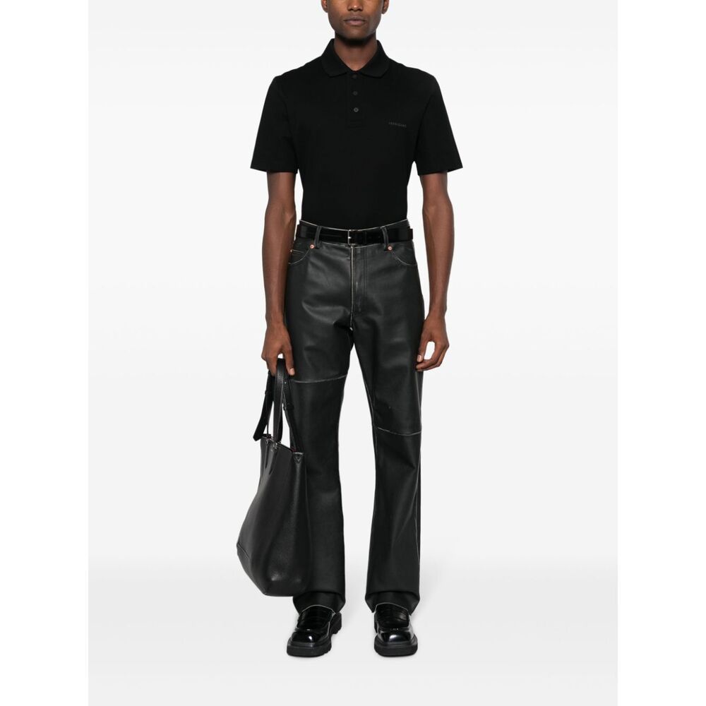 Ferragamo Logo Logo Short-sleeved Polo Shirt In Black