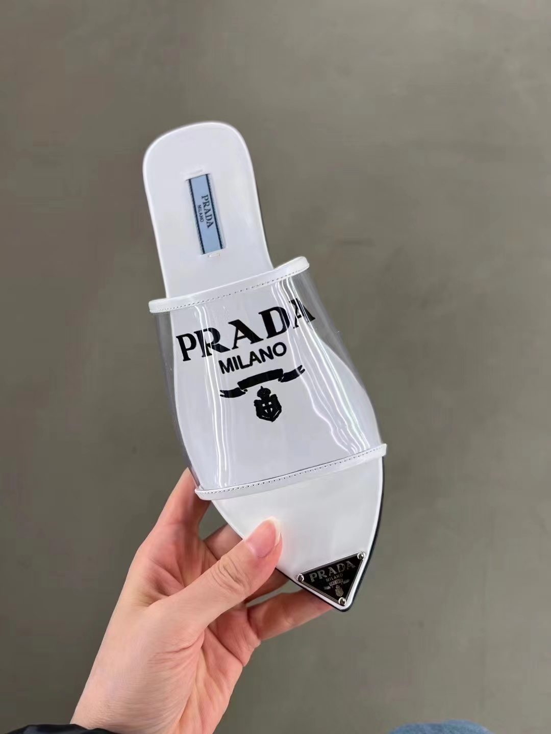 Shop Prada Logo Details, Flip-flops. In White