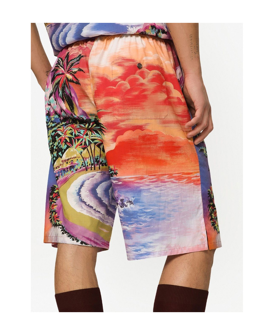 Dolce & Gabbana Bermuda Shorts With Hawaii Print In Multi