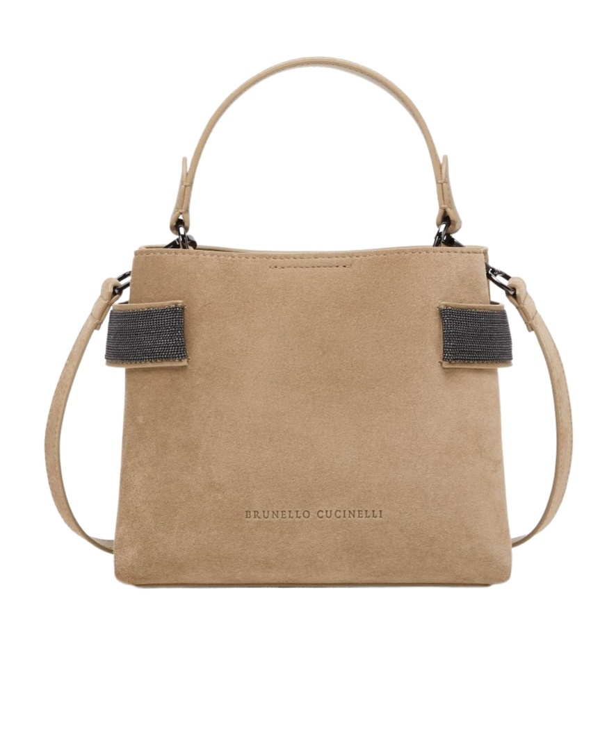 BRUNELLO CUCINELLI SEQUIN-EMBELLISHED LEATHER TOTE BAG