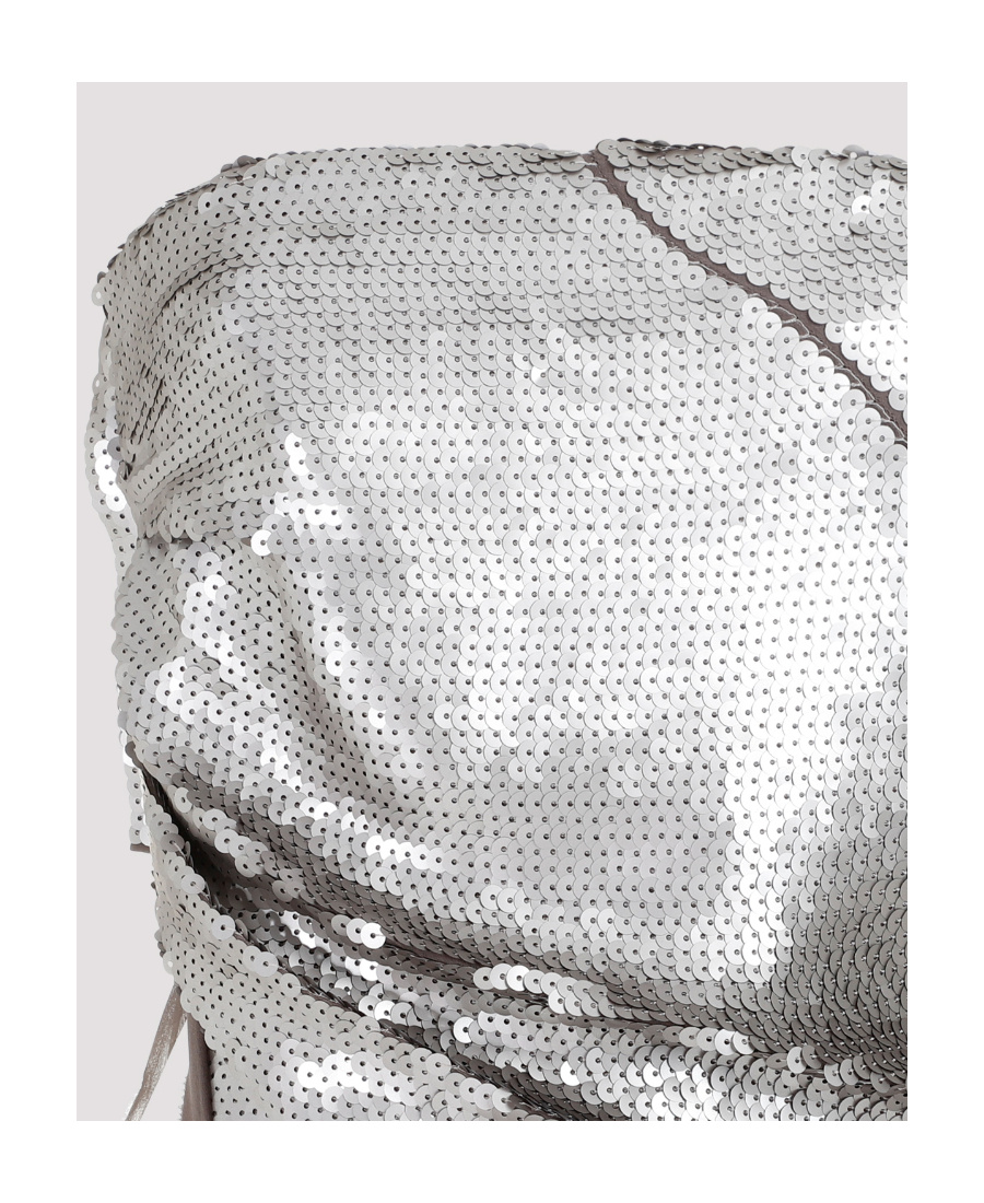 Rick Owens Grey Dust Pearl Sequinned Long Top In Black