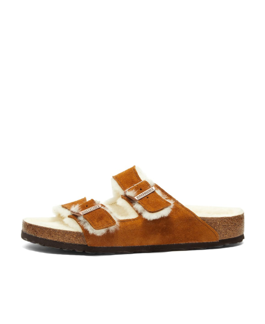 Birkenstock Arizona Shearling-lined Suede Sandals In Brown