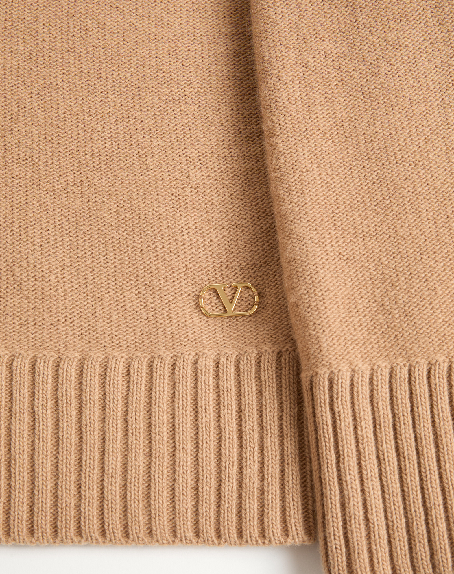 Valentino Chevron-detailed Virgin Wool Sweater In Brown