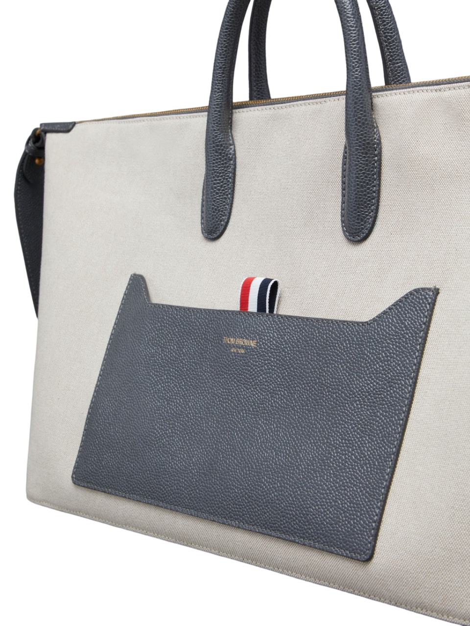 Thom Browne Medium Canvas Tote Bag In White