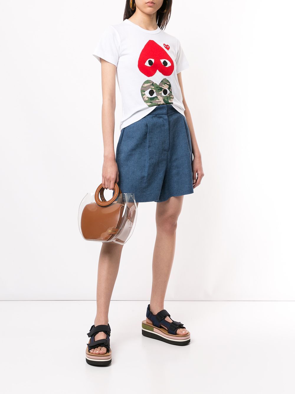 Comme Des Garçons Play Logo-print Crew Neck T-shirt In Animal Print