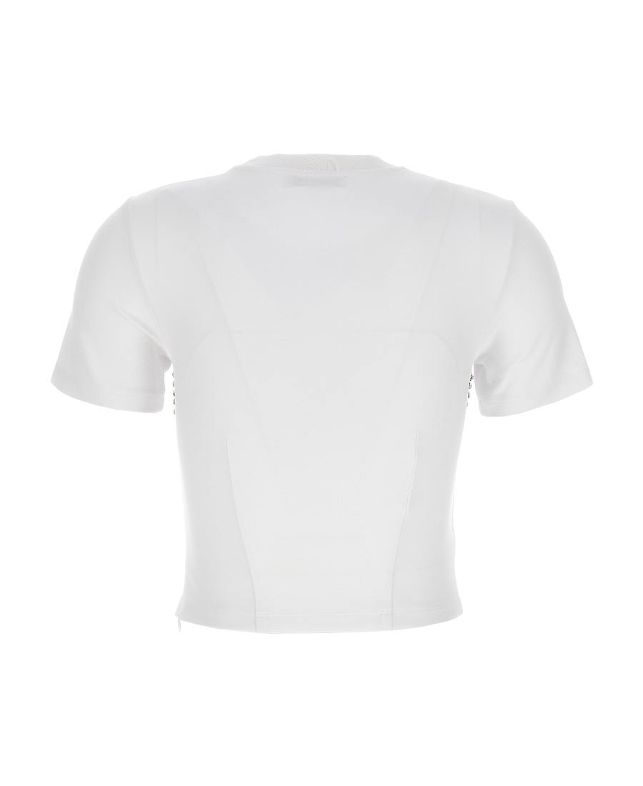Shop Area Crystal-embellished Cropped T-shirt In White