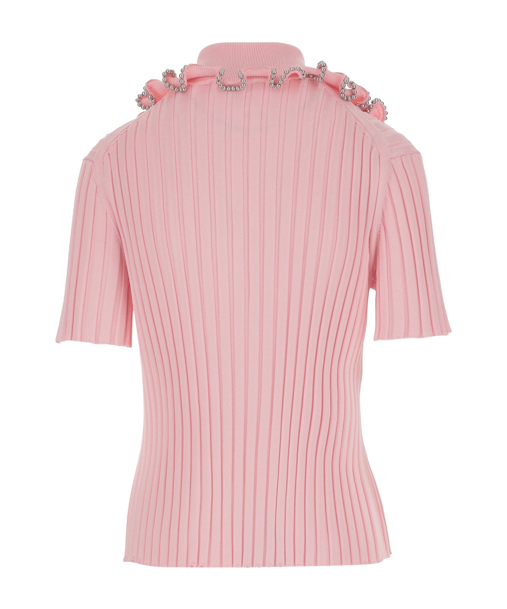 Jil Sander Ruffle Flounce Polo Shirt In Viscose Blend In Pink