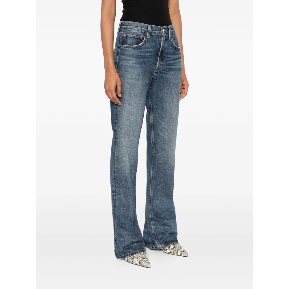 Agolde Denim Trousers With Belt Loops In Blue