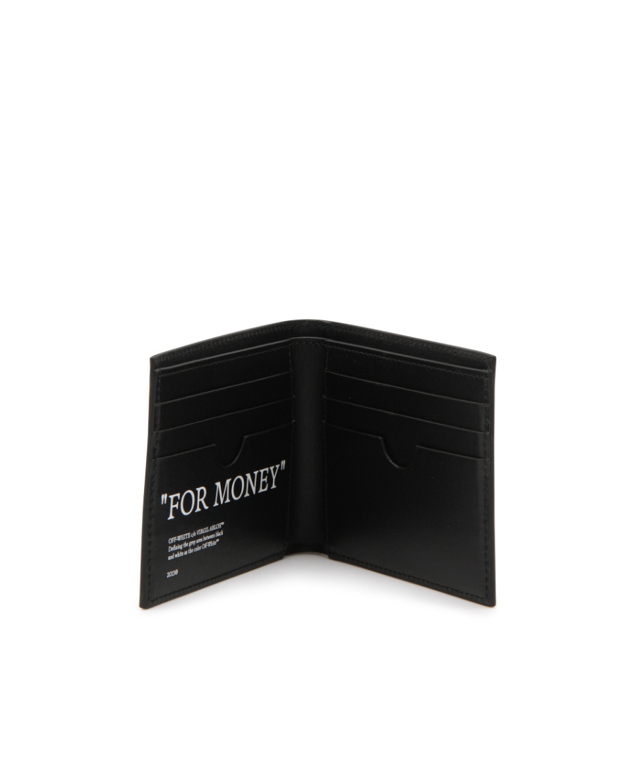 Off-white Off White™ Black Leather Bi Fold Wallet With Logo In Black