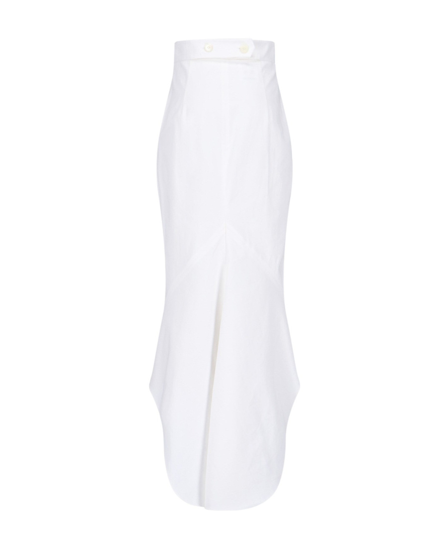 Prada High-low Hem Cut Midi Skirt In White