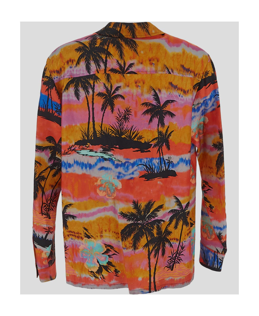 Palm Angels Pshychedelic Palms Shirt In Brown