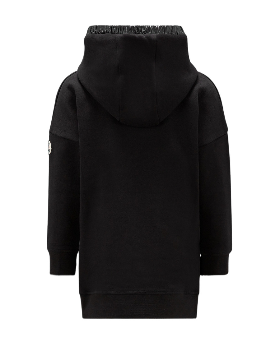Moncler Hooded Logo Dress In Black