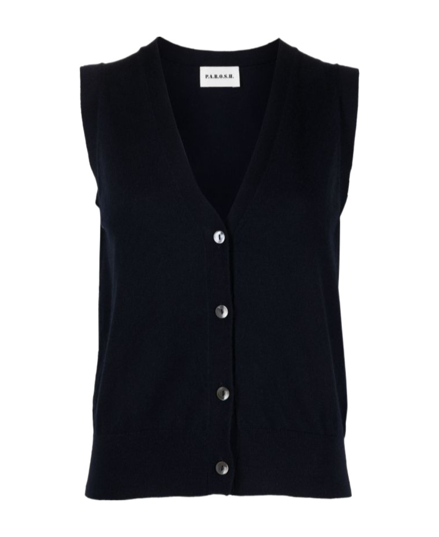 P.a.r.o.s.h Sleeveless Wool Blend Knit Vest In Black