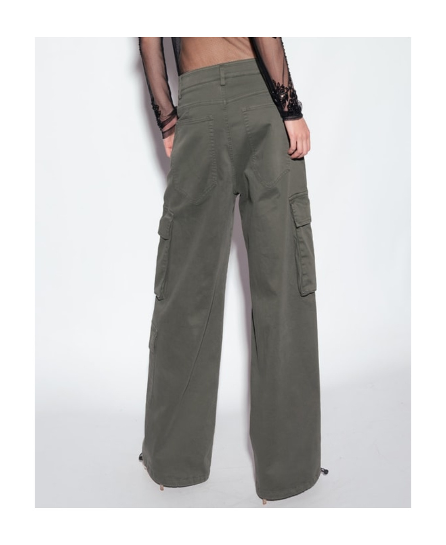 Pinko High-waisted Cargo Trousers In Animal Print