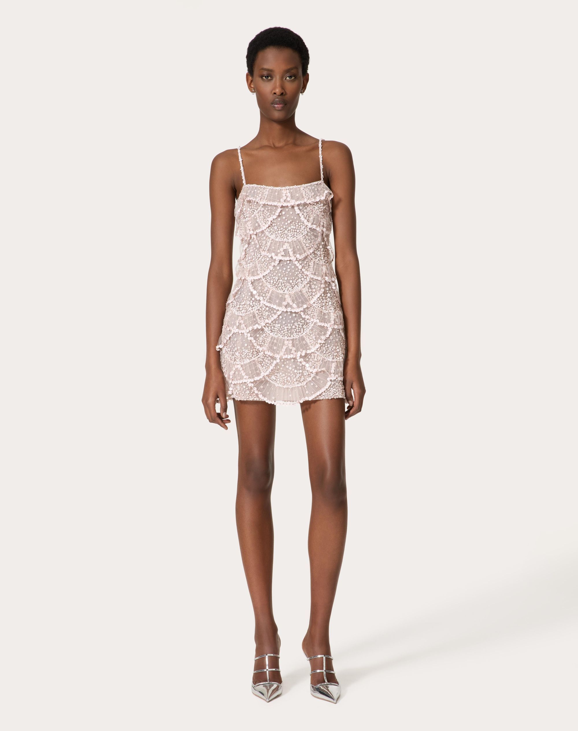 Valentino Tulle Illusione Embroidered Skirt In Pink