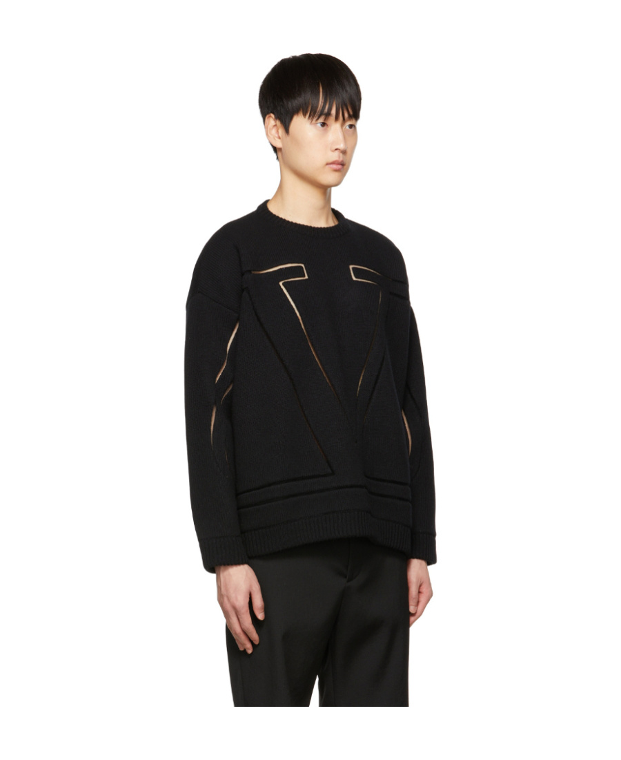 Valentino Black Cut-out Sweater In Black