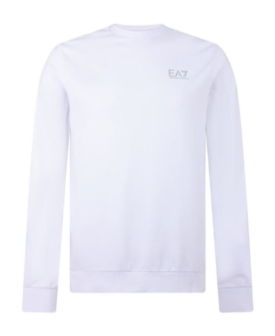 Ea7 Logo Round Neck Sweater In White