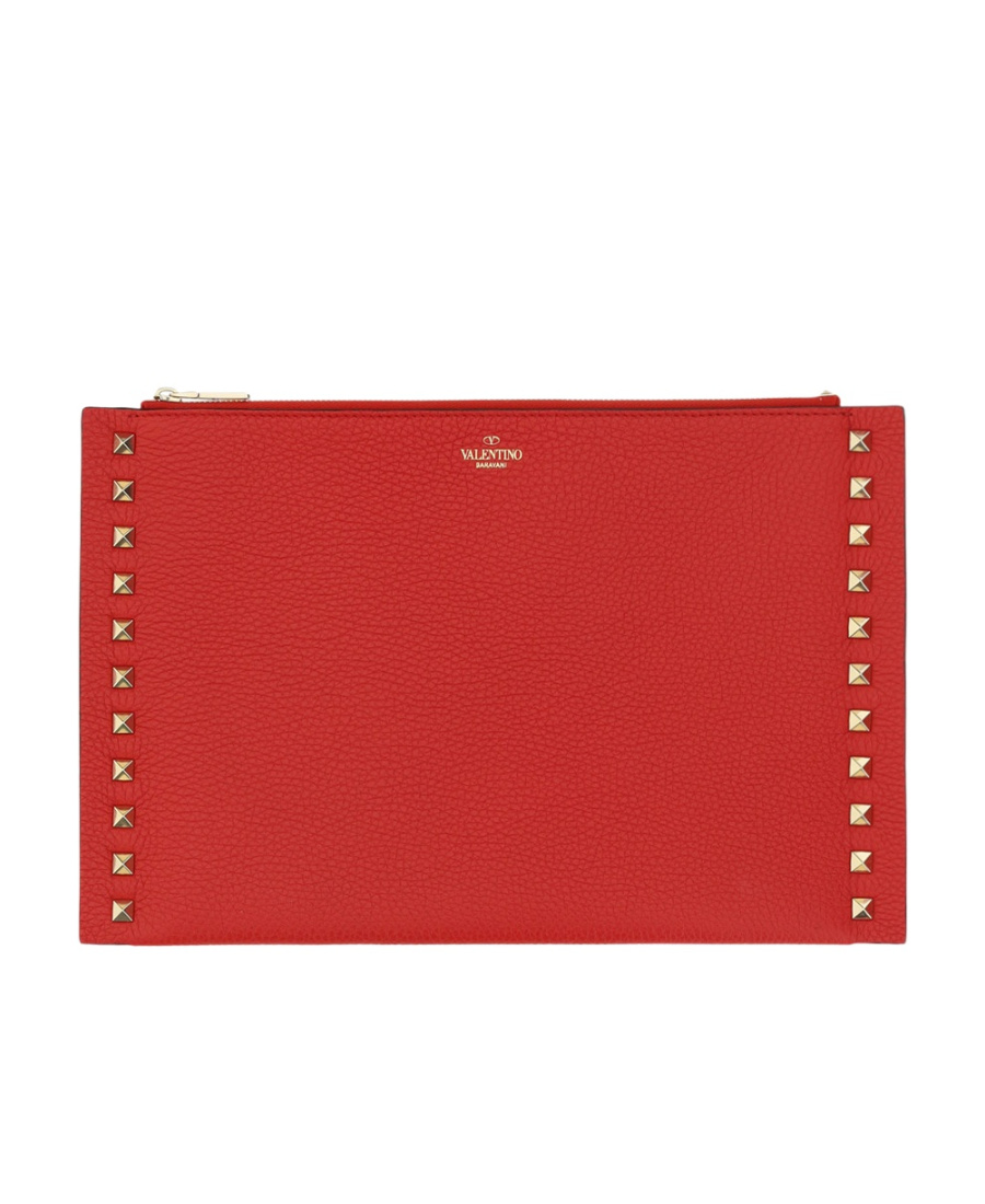 Valentino Rockstud-embellished Clutch Bag In Red