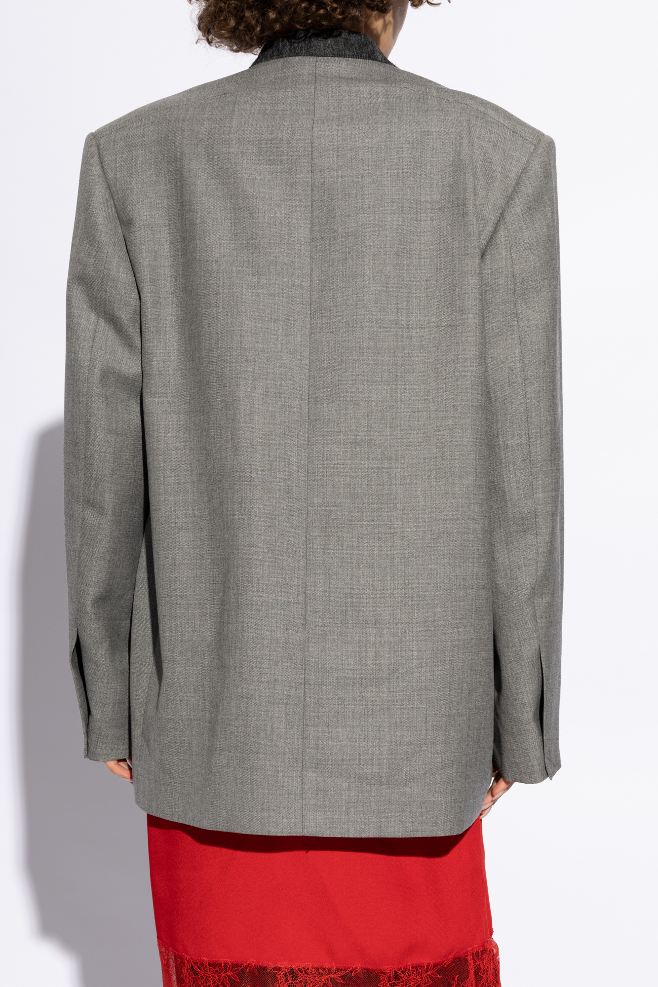 Moschino Oversized Double-breasted Wool Blazer In Gray