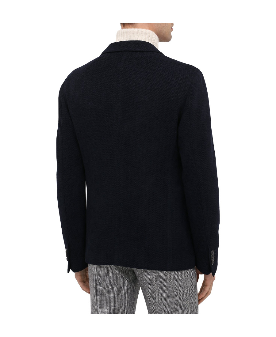 Giorgio Armani Herringbone Single-breasted Blazer In Black