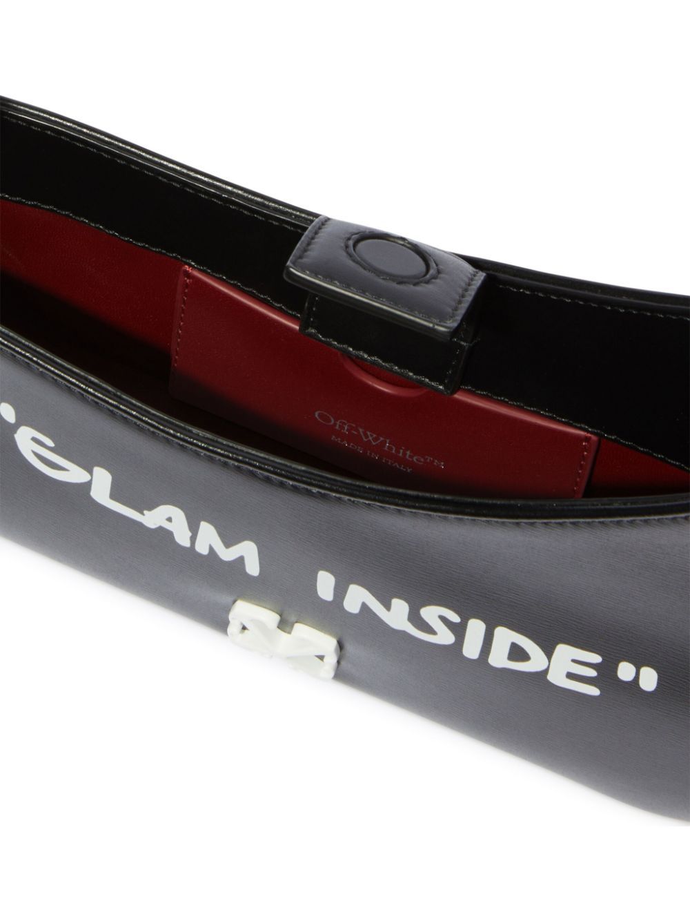 Off-white Jitney Quote Leather Shoulder Bag In Black