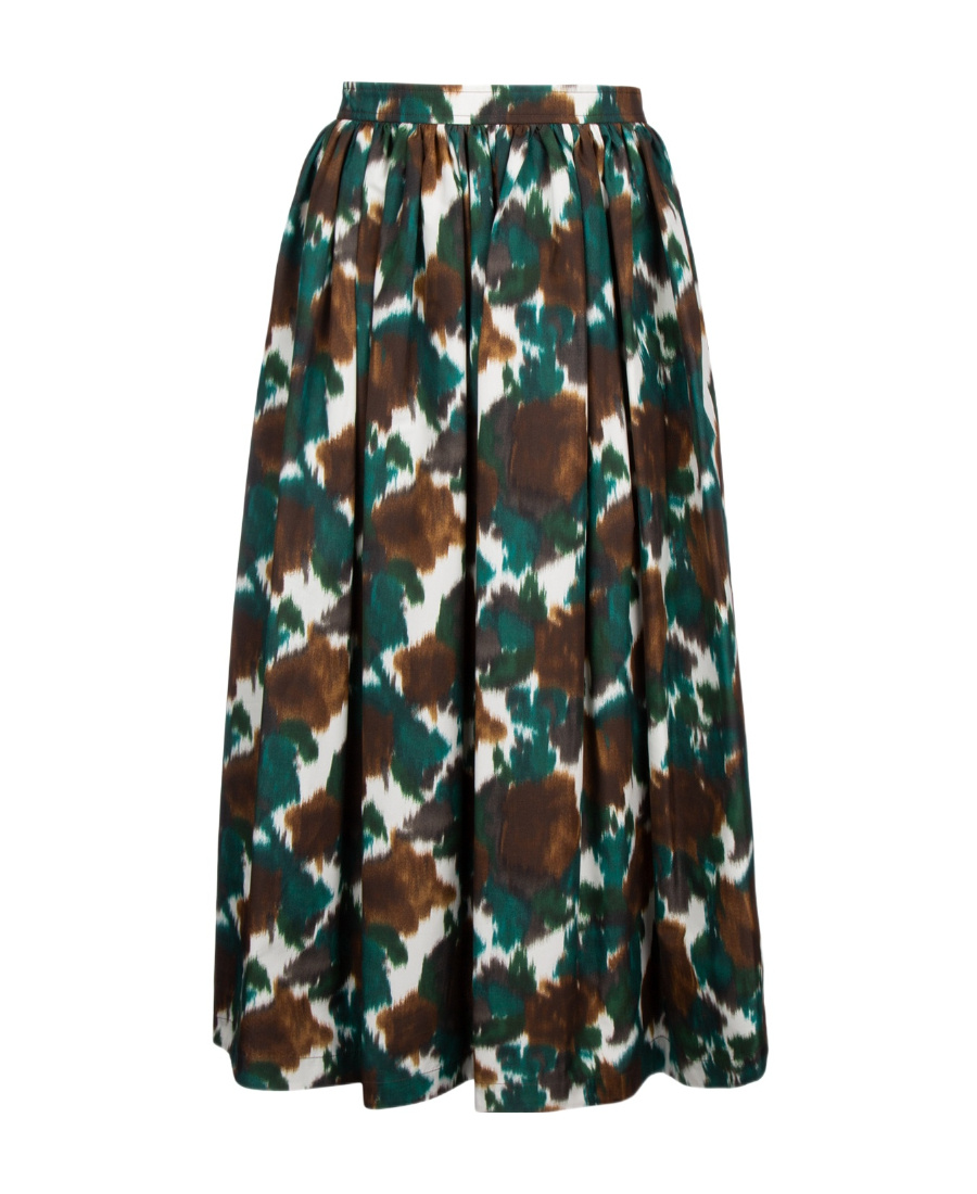 Dior Cotton Blend Flared Maxi Skirt With Back Zip In Multicolor