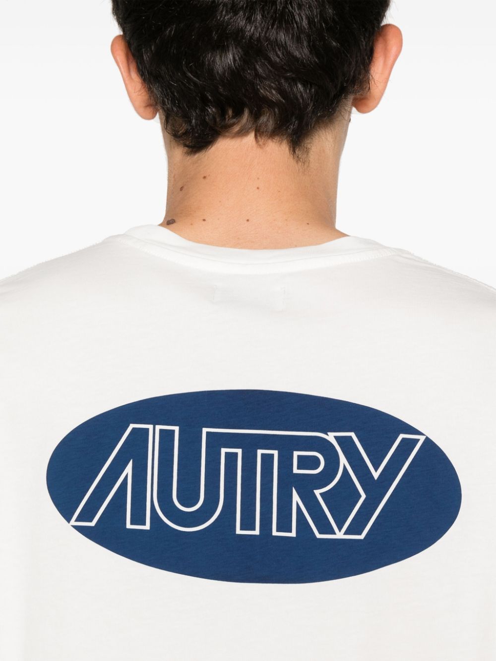 Shop Autry Logo-stamp Cotton T-shirt In White