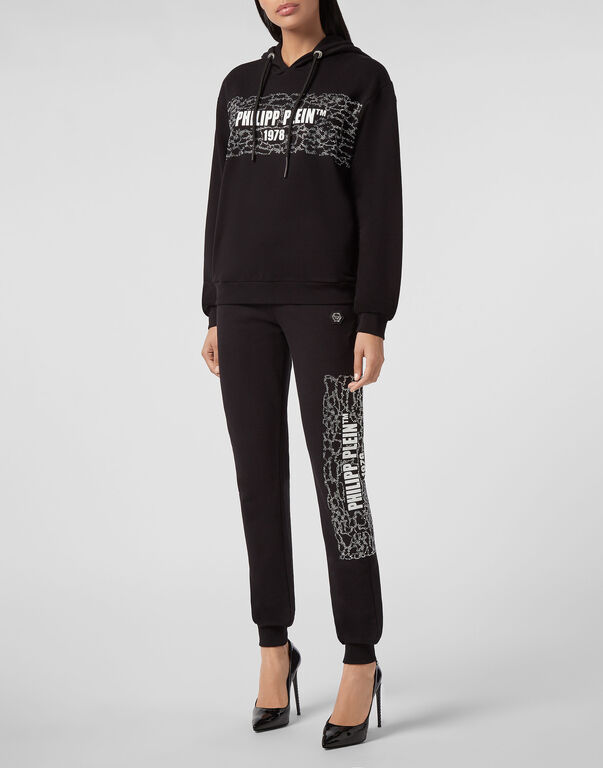 Philipp Plein Logo Details Hooded Hoodie In Black
