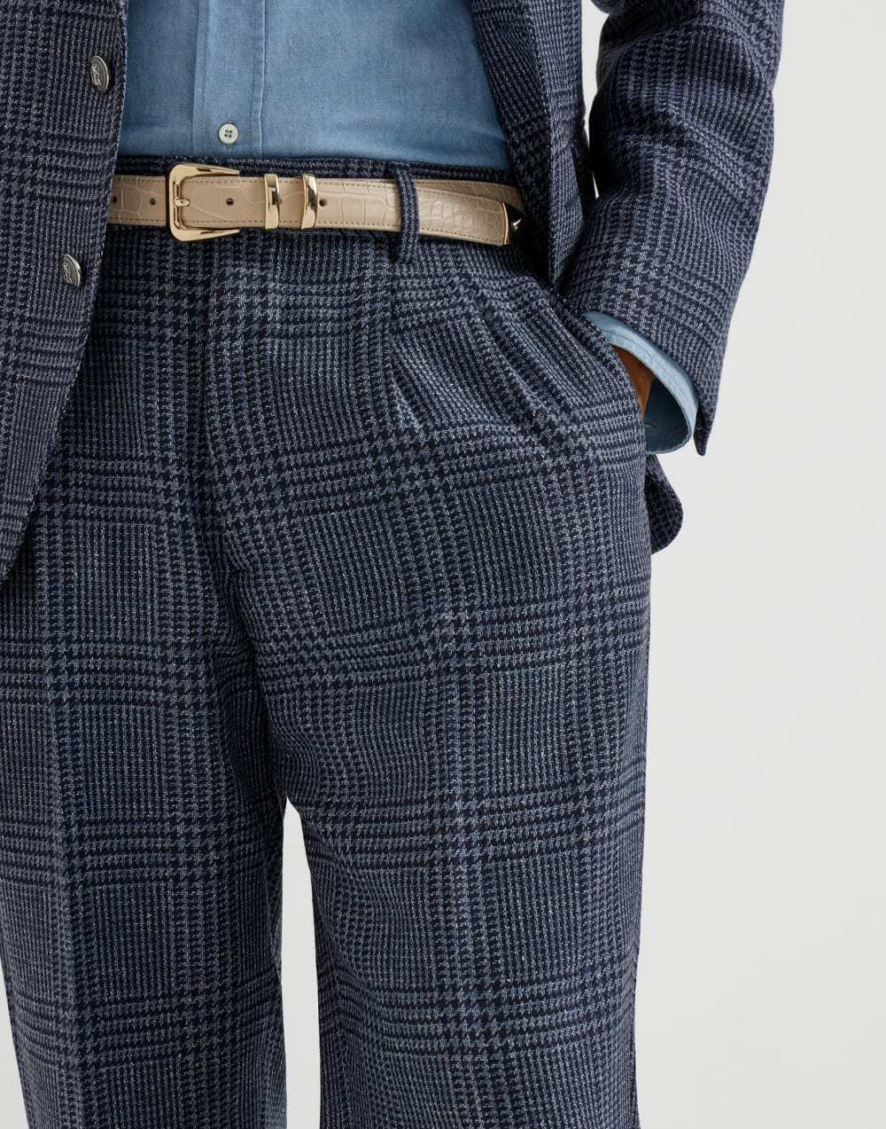 Brunello Cucinelli Prince Of Wales Double-pleated Check Trousers In Black
