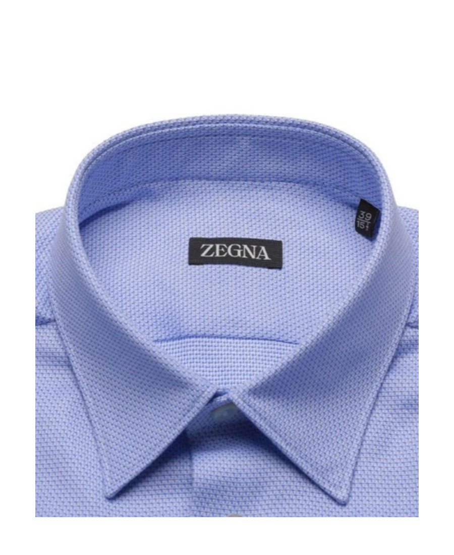 Shop Zegna Lapel Long-sleeved Shirt In Blue