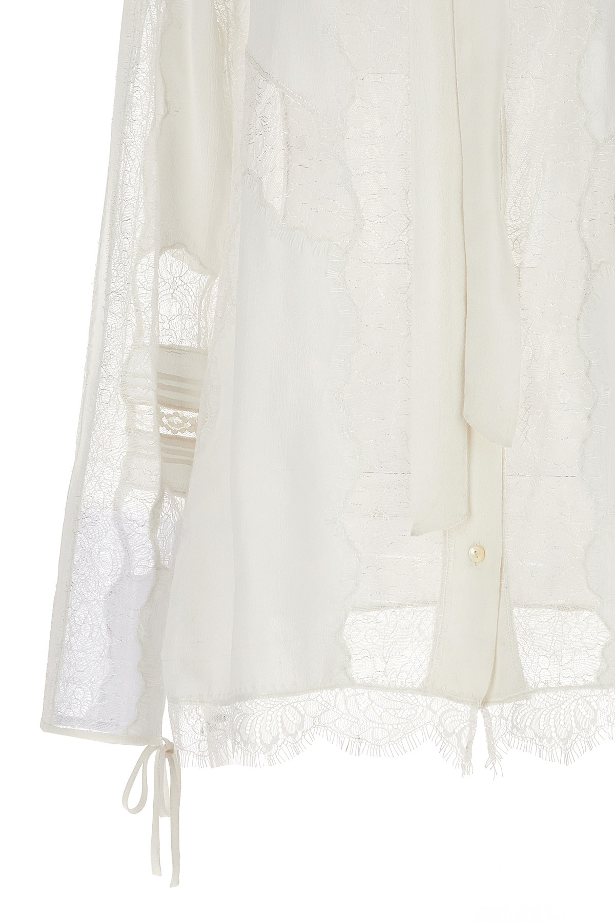 P.a.r.o.s.h Long-sleeved Transparent Detail Blouse In White