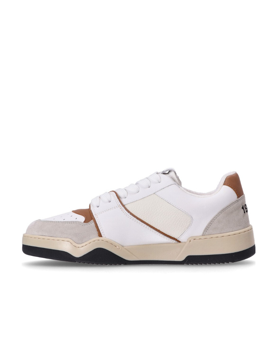 Dsquared2 Spiker Leaf-embroidered Leather Sneakers In White