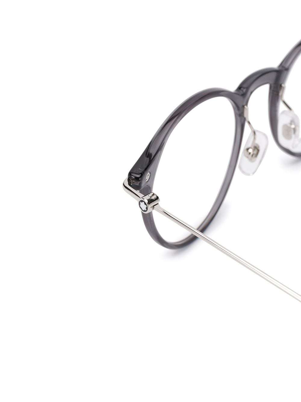 Montblanc Polished Round-frame Glasses In Gray