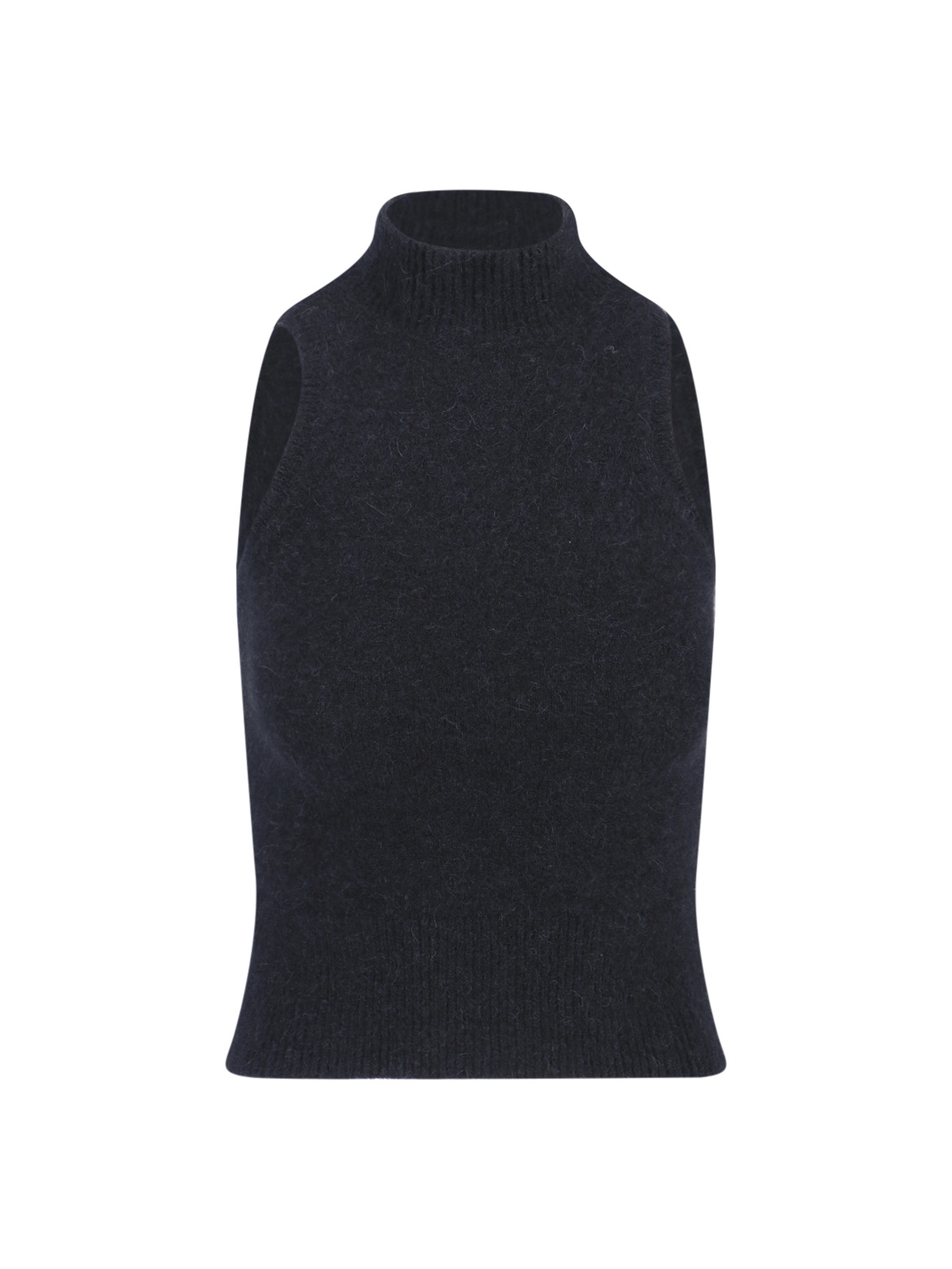 Shop Patou Mock-neck Sleeveless Knitted Top In Black