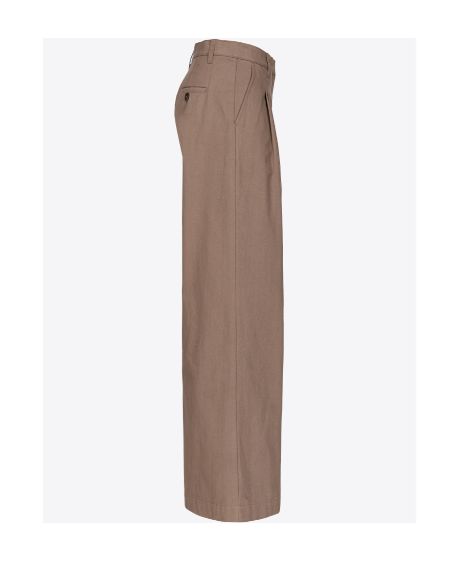 Pinko Wide-leg Cotton Trousers In Brown
